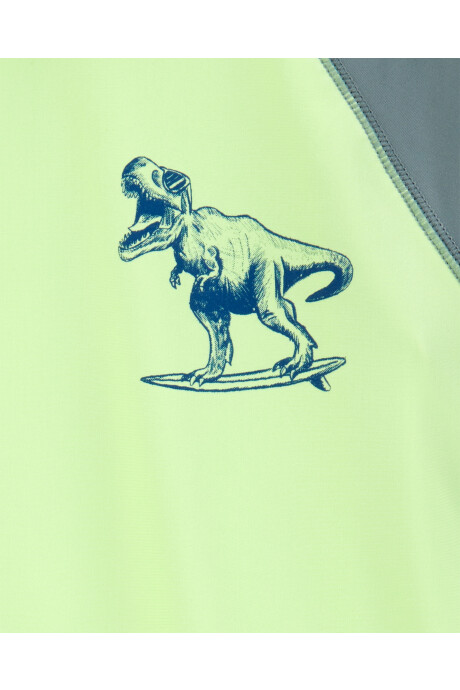 Remera de baño manga corta con protección UPF 50+, estampa dino Sin color
