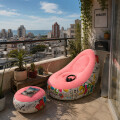Sillón Inflable Con Puff Sofá Con Apoyapies Rosa