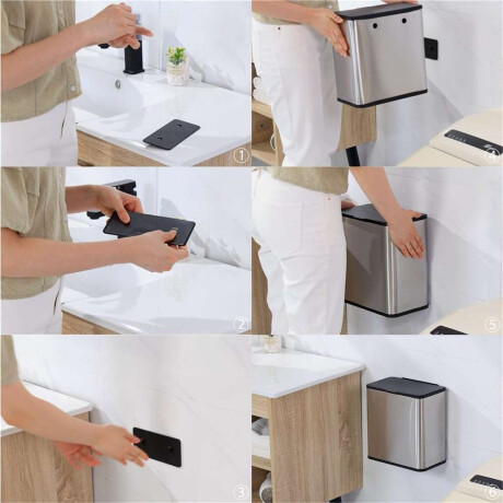 Papelera De Colgar Para Cocina 6Lt Acero Inoxidable