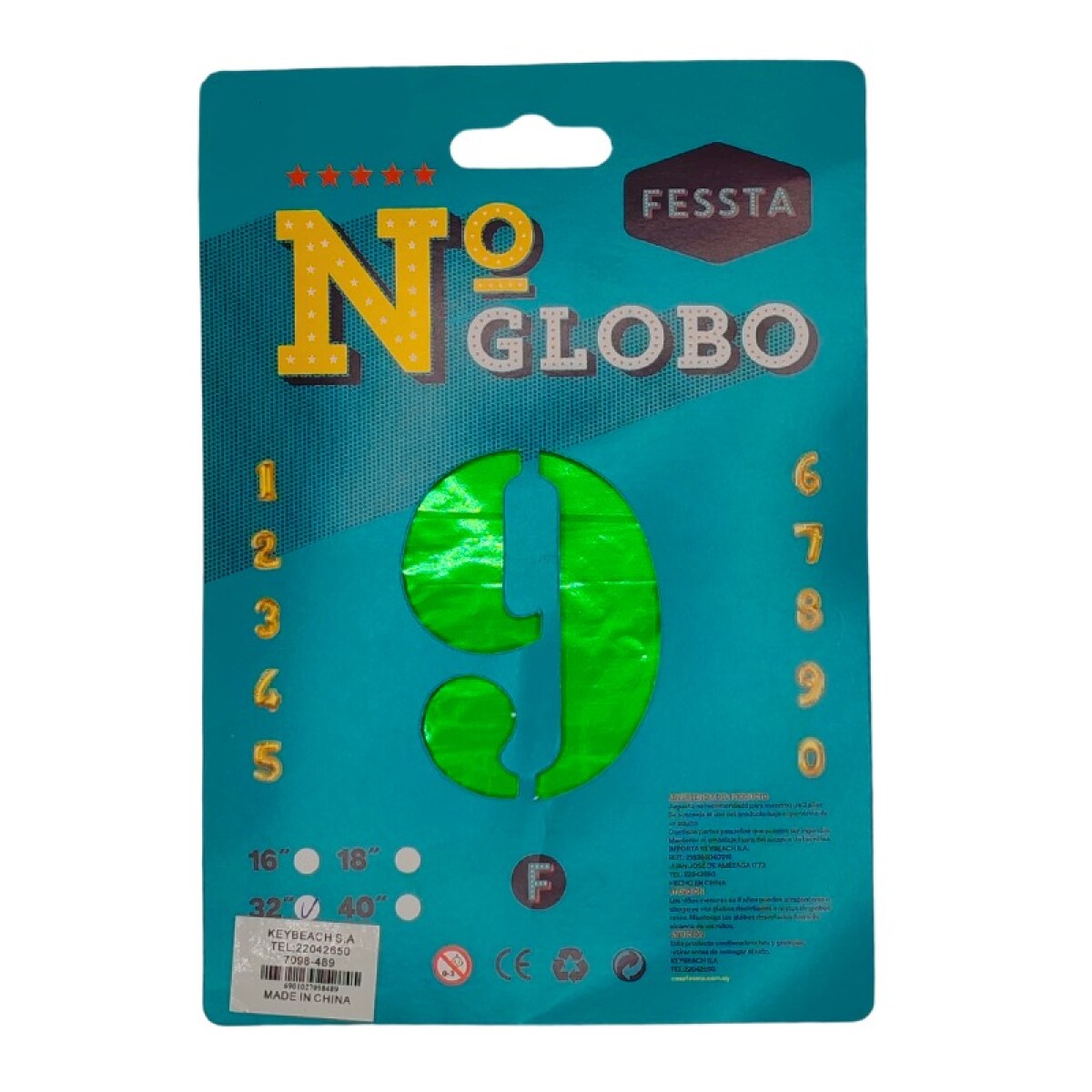 Globo Número Fessta 32" Verde - NUEVE 