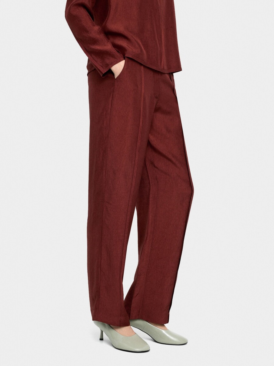 Pantalón Con Efecto Arrugado teja