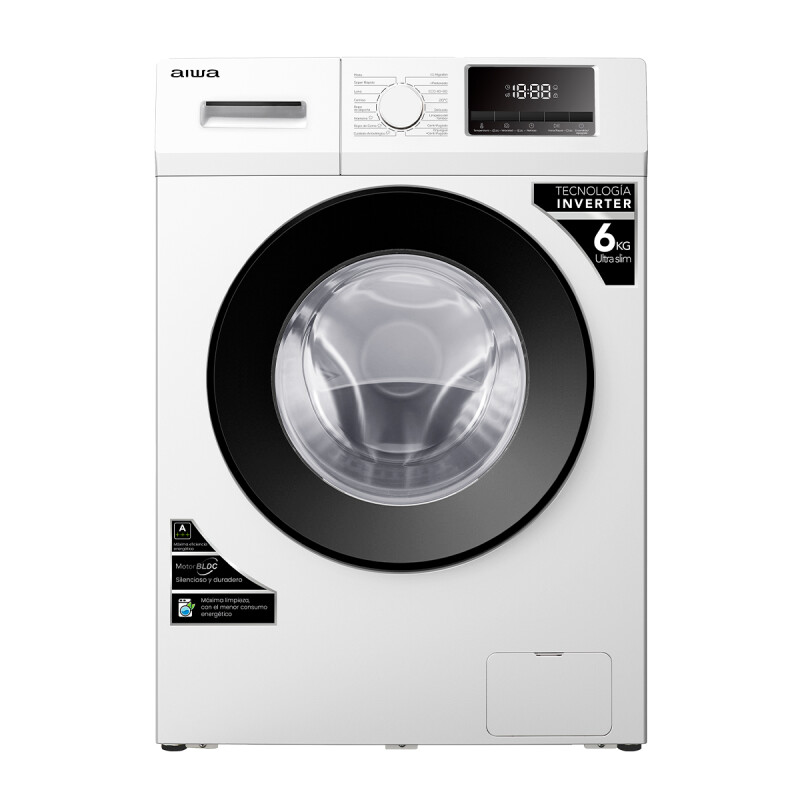 Lavarropas Automático Carga Frontal AIWA 6KG Inverter Blanco | AWLT06SW