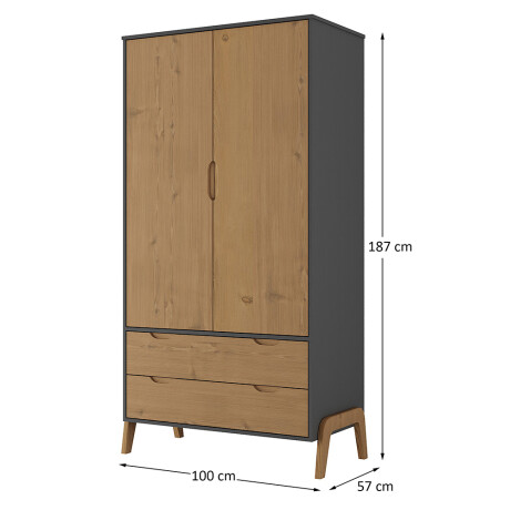 Ropero 2 puertas Linea Veneza Grafito/Miel