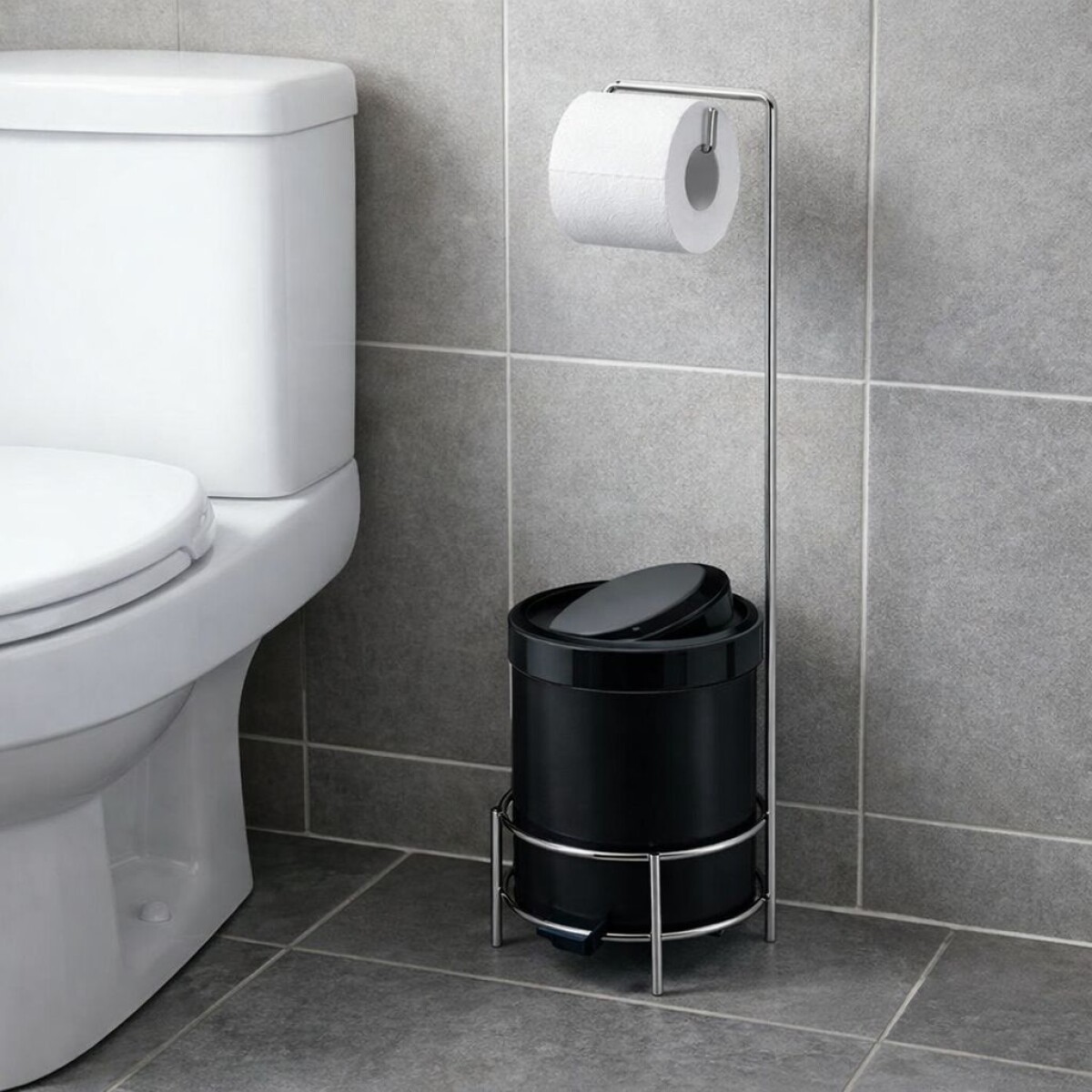 Porta Rollo con Papelera 5Litros 