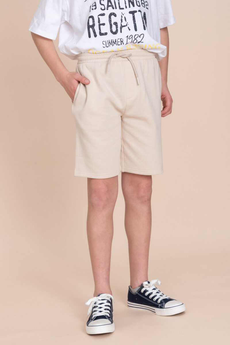 Short deportivo con cordón - Beige 