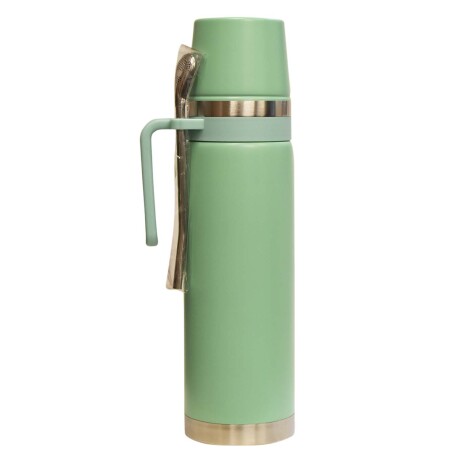 Termo Comet en Acero Inoxidable 1Lt con Tapa Mate y Bombilla Verde Claro