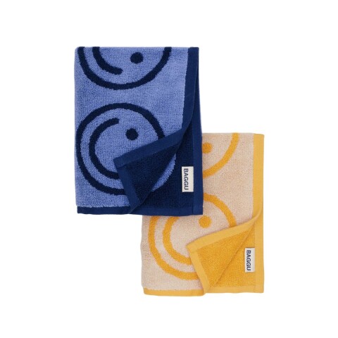 Toalla de Manos Set x2 un. 100% algodón orgánico 76x51cm Happy Blue Marigold