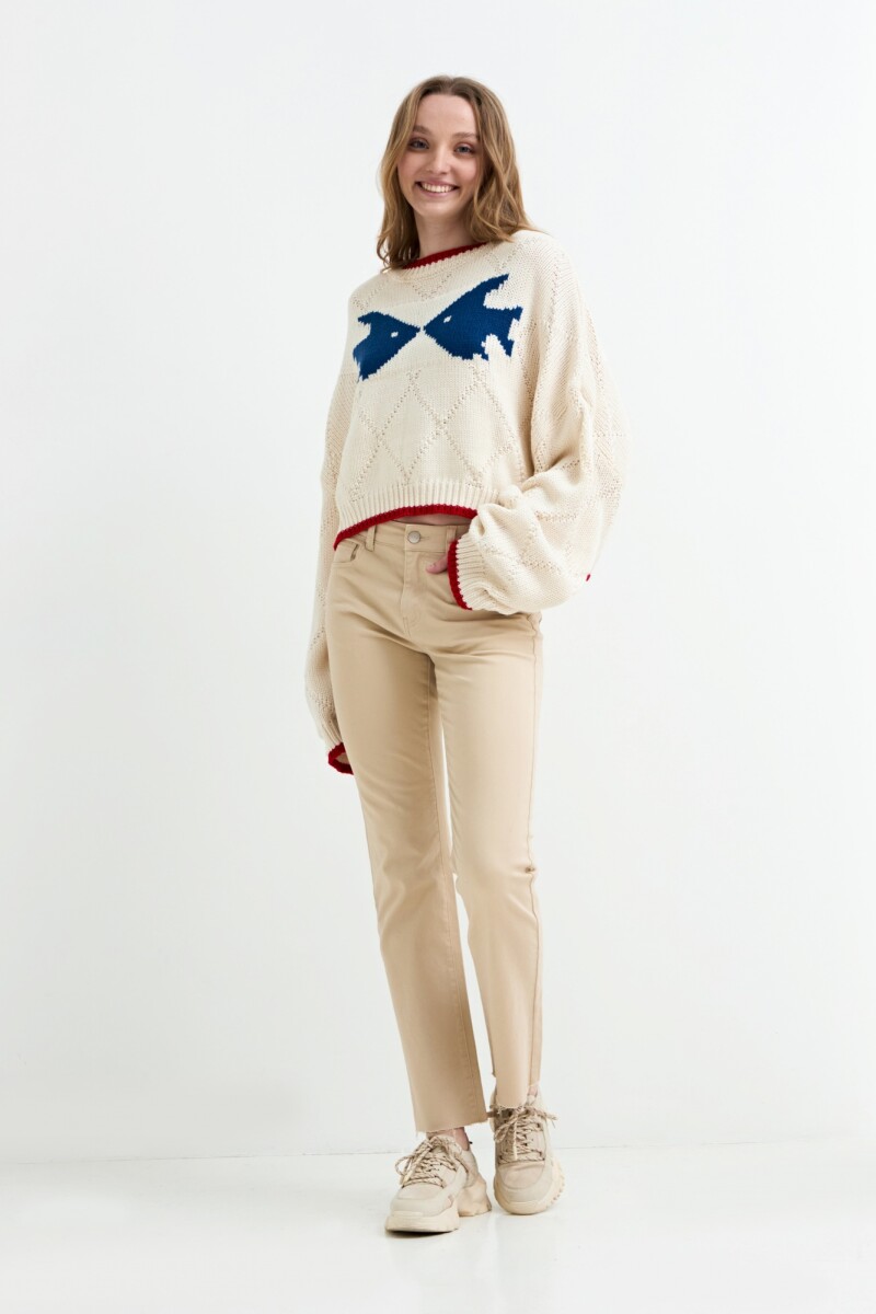Sweater tejido jacquard peces CRUDO