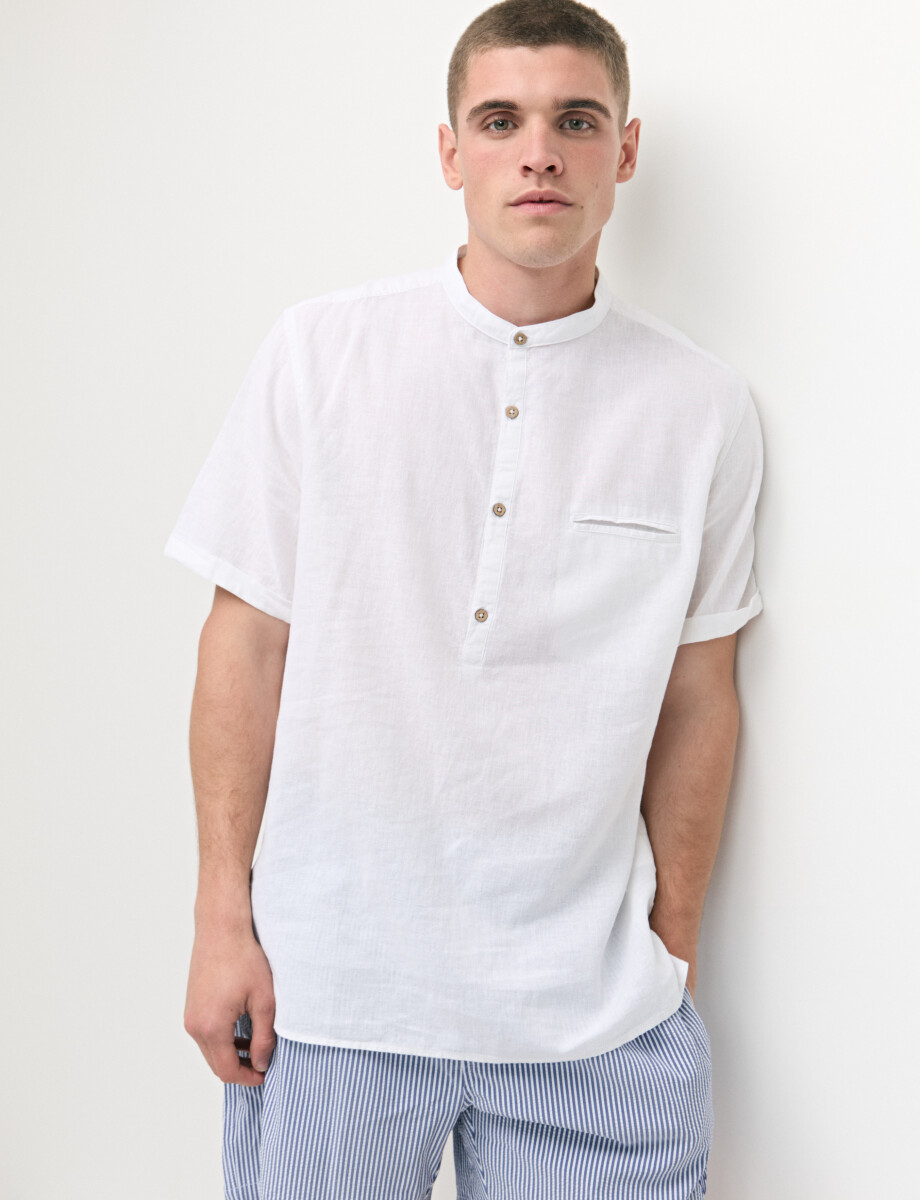 012405 CAMISA HARRINGTON LABEL Blanco