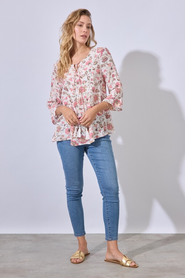 Blusa Garden BLANCO/MULTI