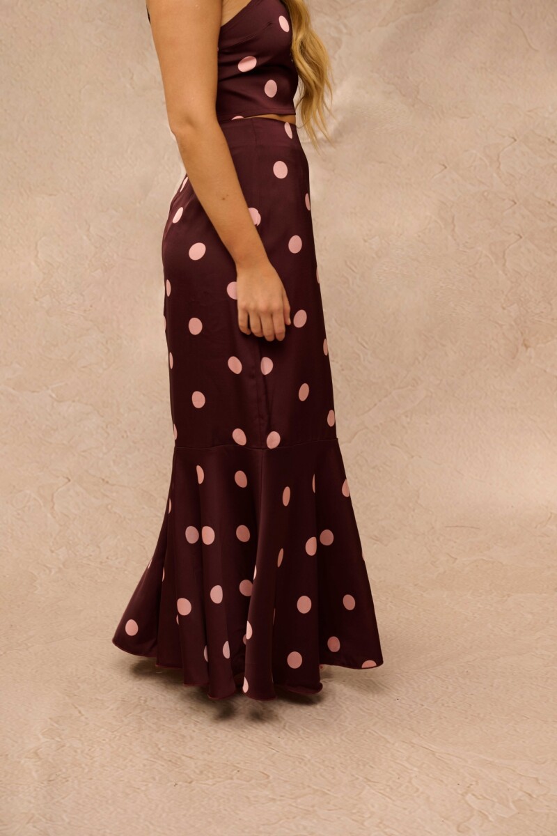 FALDA ALIRA ESTAMPADO CIRUELA LUNARES FALDA ALIRA ESTAMPADO CIRUELA LUNARES