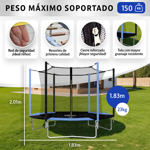 Cama Elastica 1.83 M Trampolin Saltarin Niños Adulto Con Red CE002 Cama Elastica 1.83 M Trampolin Saltarin Niños Adulto Con Red CE002