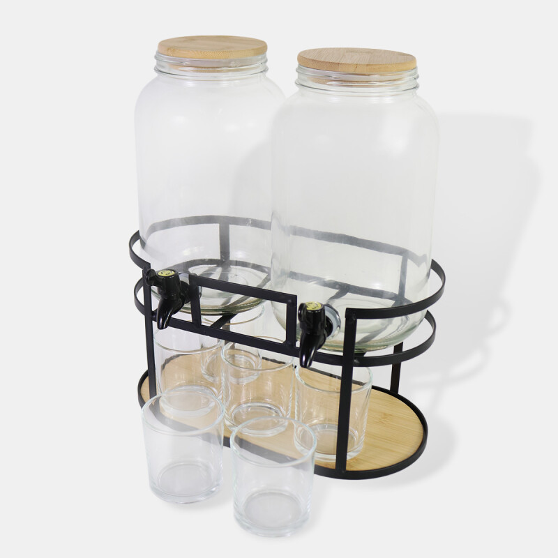 JGO DISPENSADOR DOBLE C/SOPORTE METAL/VASOS Unica