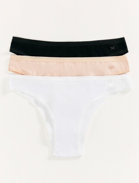 CONJUNTO DE 3 BOMBACHAS TIPO TANGA DE TELA DE MALLA ROSA