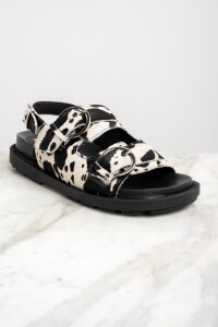 Sandalia Pelo Vaca Negro