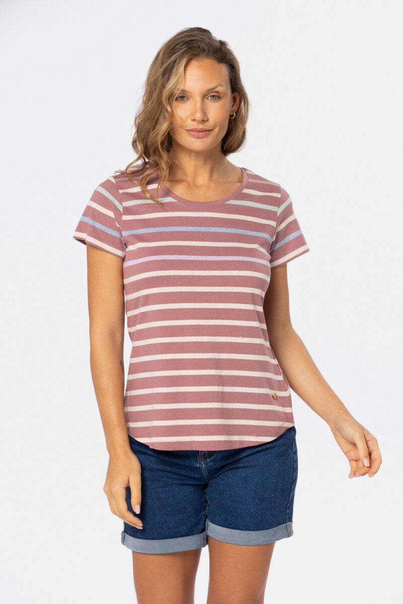 REMERA RAYADA - Rosado 
