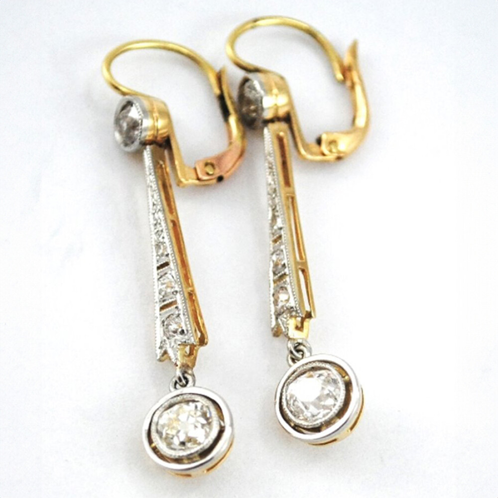Caravanas antiguas oro 18K, platino y brillantes Caravanas antiguas oro 18K, platino y brillantes