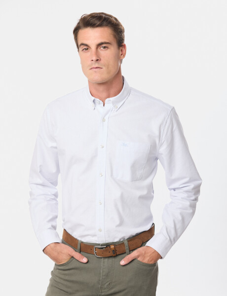 CAMISA OXFORD A RAYAS Celeste