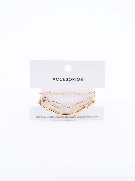 BRAZALETE SET X3 DORADO