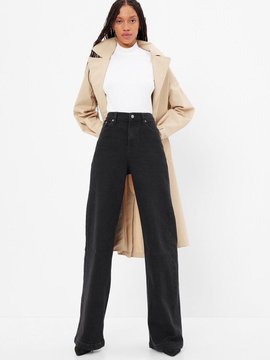 Jean Stride Tiro Alto Mujer - Washed Black 