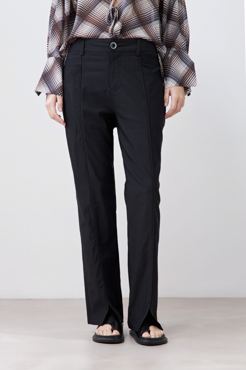 Pantalón recto con tajos negro