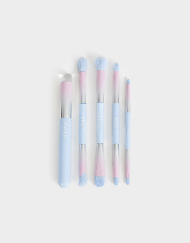 Brochas y Aplicadores Set de Brochas Set De 5 Brochas De Maquillaje Con Efecto Degradé Y Acabado Glossy - Azul Celeste