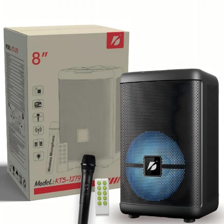 PARLANTE PORTÁTIL BLUETOOTH KTS1279 8" CON MICRÓFONO LUCES LED PARLANTE PORTÁTIL BLUETOOTH KTS1279 8" CON MICRÓFONO LUCES LED