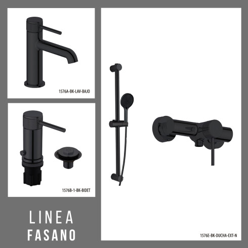 Juego Completo De Griferia Incluye Lavatorio Bajo,Bidet Y Ducha Exterior NEGRO