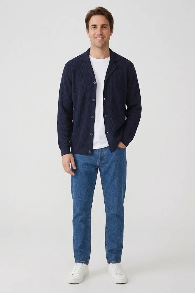 Cardigan tejido cuello solapa AZUL MARINO
