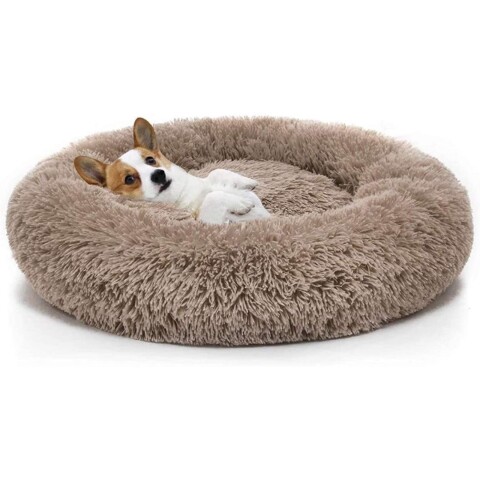 Cucha 80cm Cama Colchon Puff Plush Mascota Antiestress Color Variante MARRONCLARO