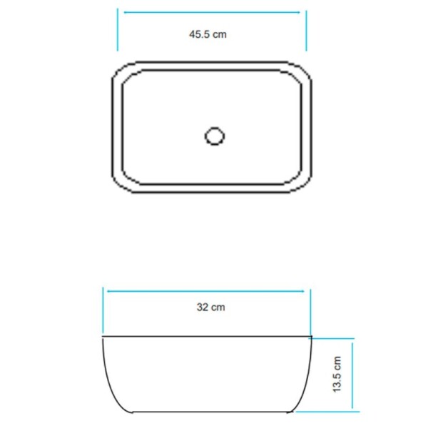 BACHA DE APOYO RECTANGULAR 45.5 X 32 X 13.5 CM NEGRO MATE - AQUALIA BACHA DE APOYO RECTANGULAR 45.5 X 32 X 13.5 CM NEGRO MATE - AQUALIA
