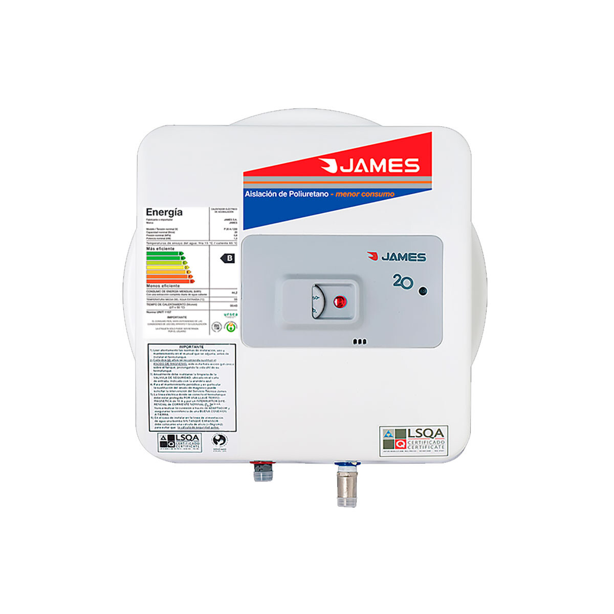 TERMOTANQUE JAMES 20 L ACERO Prisma 