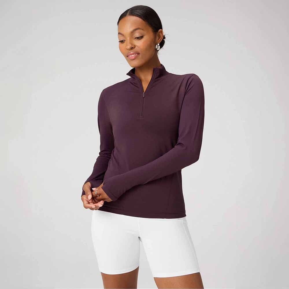 Polo Manga Larga Feather Tech+ Half-Zip Top Mujer Oxblood