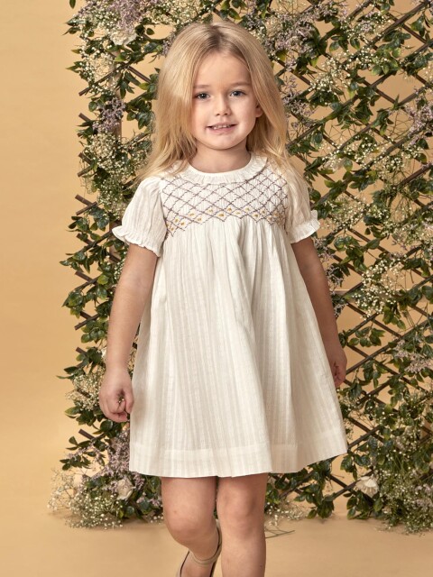 Vestido Nido De Abeja Blanco