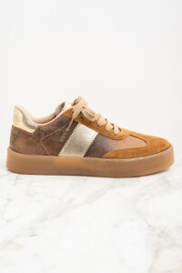 Zapatilla Cuero Combinada Marrón