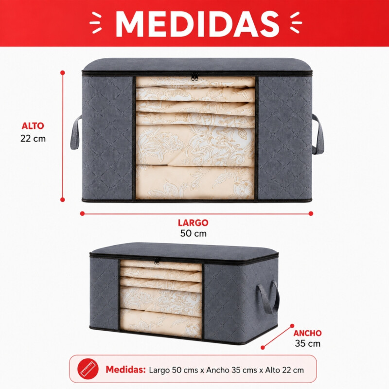 Set x2 organizador con cierre y visor en TNT GRIS