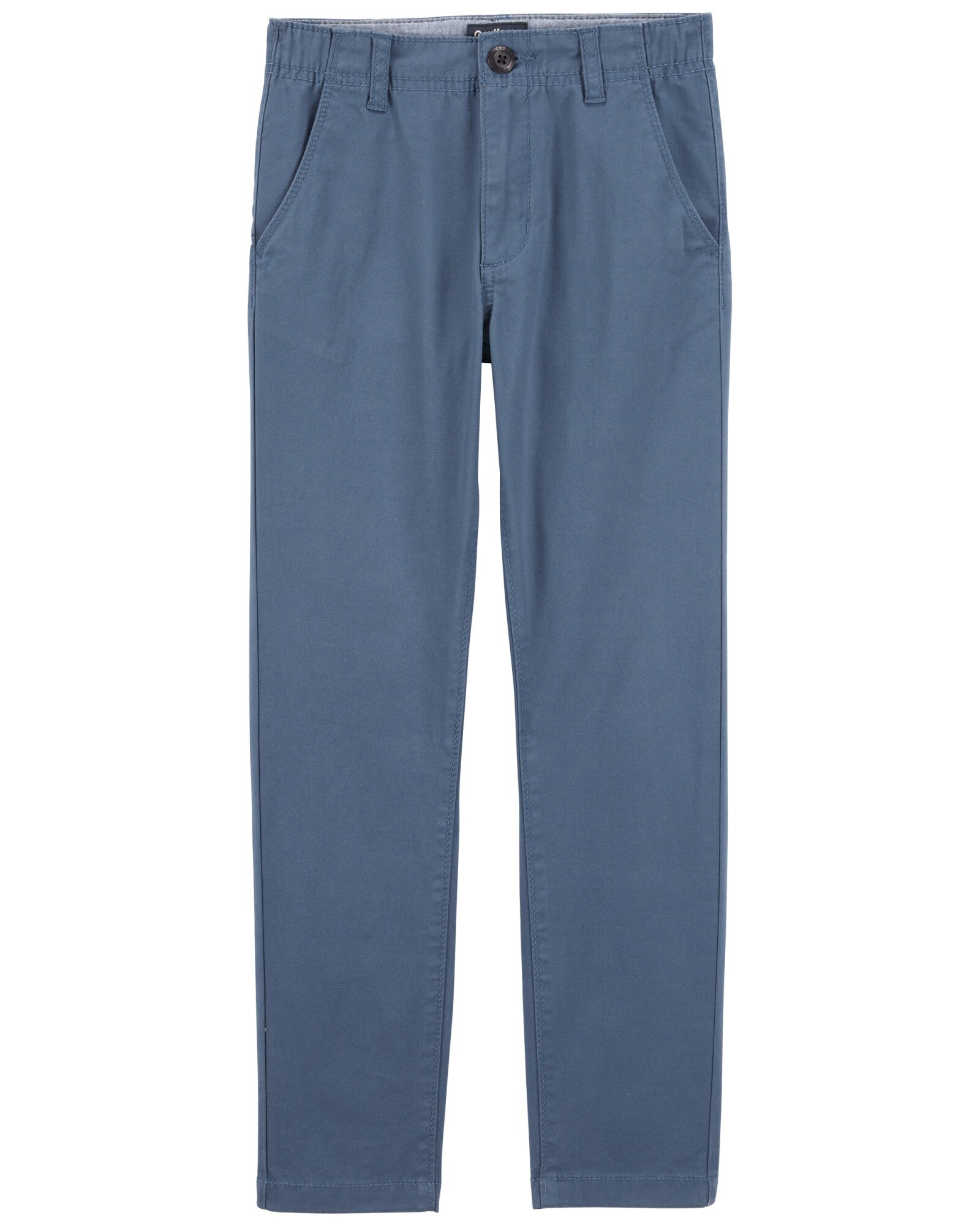 Pantalón clásico de sarga, entallado, azul Sin color
