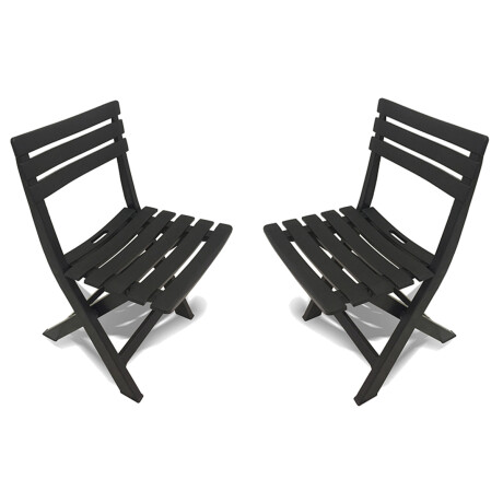 Set x2 Silla Plegable Simil Madera Reforzada Plástico NEGRO