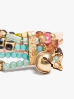 Pulsera Elástica Cuentas De Cerámica multicolor