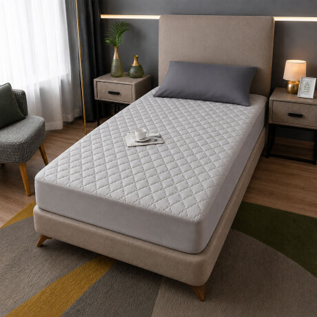 Protector Cubre Colchón Pillow Impermeable 120x200cm Gris