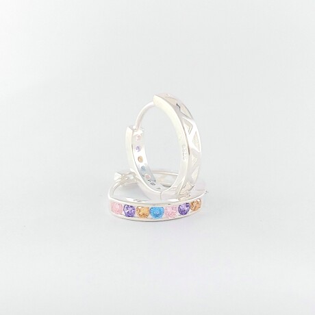Caravanas de plata 925 con circonia de colores, modelo aro 17mm. Caravanas de plata 925 con circonia de colores, modelo aro 17mm.