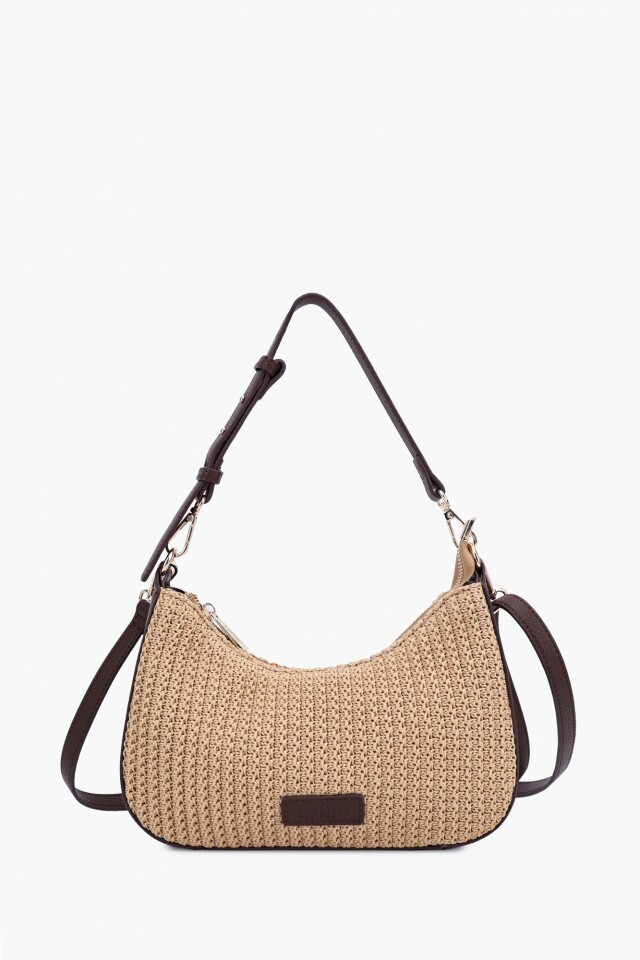 Cartera rafia beige