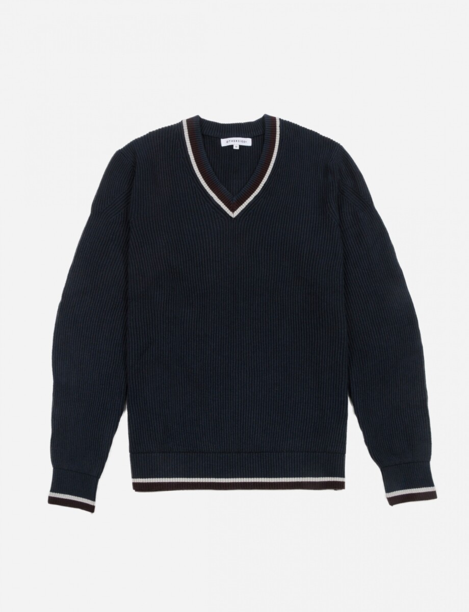 Sweater terminaciones en contraste - Hombre - AZUL MARINO 