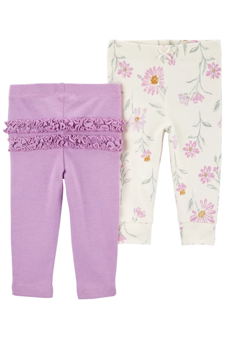 Pack dos pantalones de algodón, diseño floral Pack dos pantalones de algodón, diseño floral