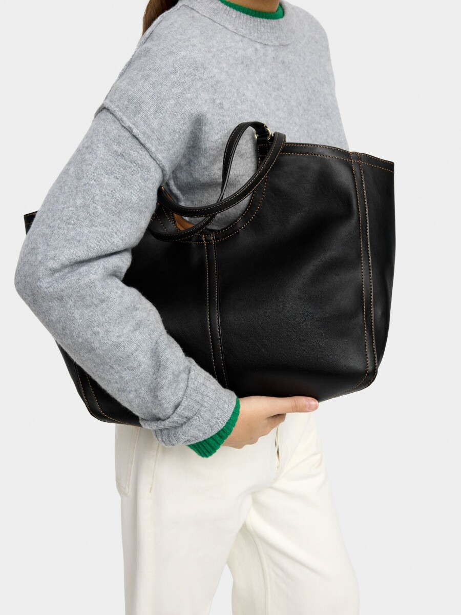 Bolso Shopper Liso Con Bolsa negro