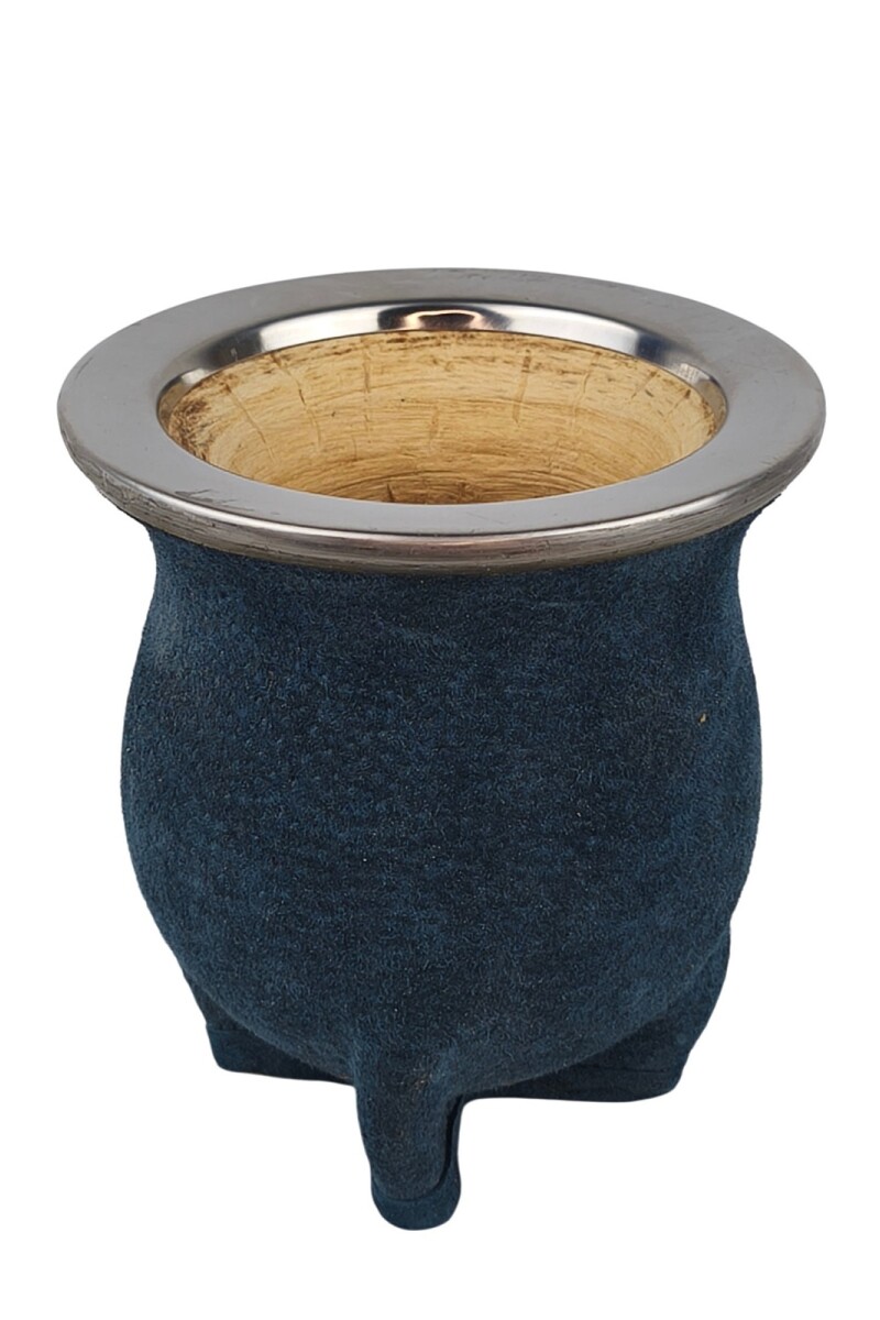 Mate calabaza camionero en pecarí acero grande Azul