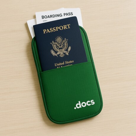 Porta documentos para viaje verde Verde
