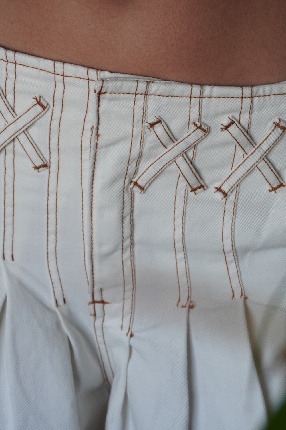 Cross Pants Vaquero Blanco
