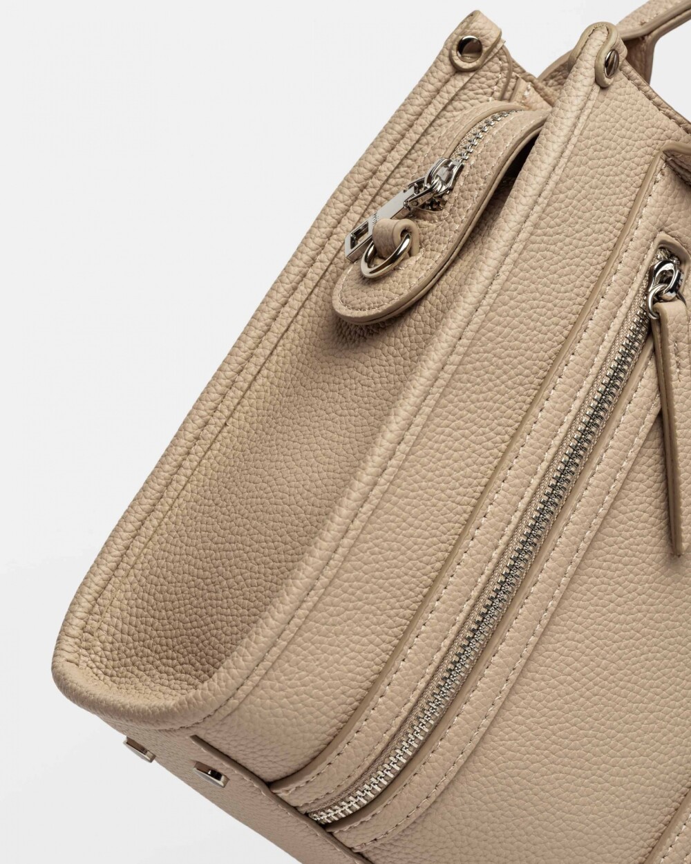 Cartera de Mano Oak en Efecto Cuero Liso Natural