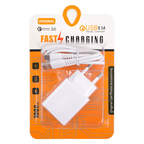 Cargador para celular ficha USB + cable tipo c 1m Cargador para celular ficha USB + cable tipo c 1m